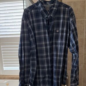 Cinch Men's Navy and Gray Plaid Button-Down Shirt